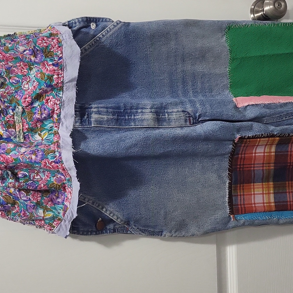Upcycled,Patchwork Denim Overalls - image 3